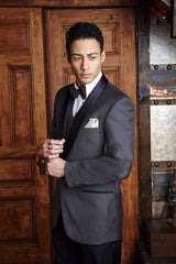 "Bradford" Steel Grey Tuxedo Jacket Shawl (Separates)